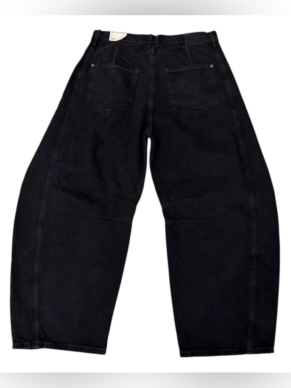 Free People 🖤 Good Luck 🍀 Barrel Jeans Black Mid Rise Size 29 - Picture 4 of 9